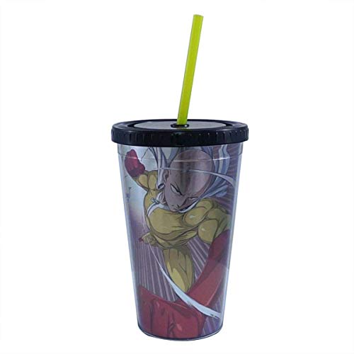 Image of Just Funky One Man Punch Foil Print Saitama 16oz Carnival Cup w/ Straw & Lid