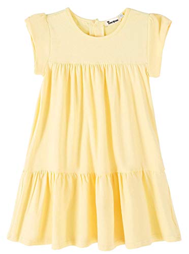 Image of Youwon Girls Dress Short Sleeve Solid Color Tunic A-Line Tiered Swing Dress 2-6 7-16