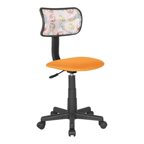 JJS Home Small Rotating Office Desk and Chair Set, Breathable Mesh Low Back Adjustable Ergonomic Seat, Space-Saving Study Work Stool, Animal