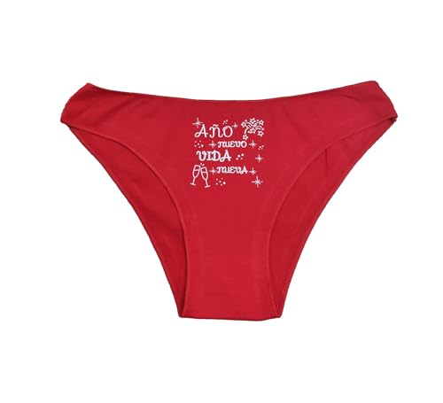 MI SORPRESA Ropa Interior Mujer para Fin de Año Frase Año Nuevo Bragas Nuevas Slip Braguita Nochevieja (Talla S-M, AñoNuevoVidaNueva)