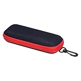 Generisch Estuche rígido para gafas, estuche portátil para lentes de contacto, diseño de doble uso con espejo integrado, pinzas y solución para lentes de contacto, botella incluida, rojo, Siehe