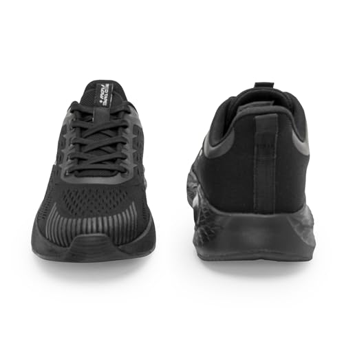 Image of Red Tape Men's Sneakers Black Mesh Round Lace-Up Comfort Grip, 8 UK