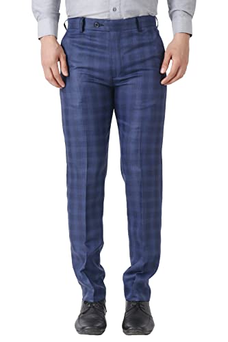 Image of MALENO Men's Polycotton Slim Fit Checkered Trouser |Trousers for Office, Party | Men Formal Pant