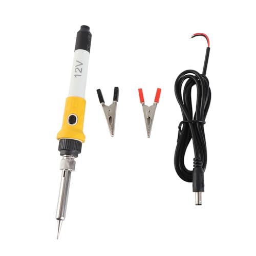 Baxnore Soldador portátil para automóvil de 12 V 40 W con clips Herramienta de soldadura eléctrica liviana de cerámica de calentamiento rápido para reparaciones de cableado al aire
