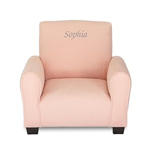 Generic Kids Personalized Chair Personalized Kids Upholstered Rocking Chair Toddler Chair with Personalized Name Comfy Kids Armchair Kids Chair with Personalization Blush Suede Legs KC100L PN