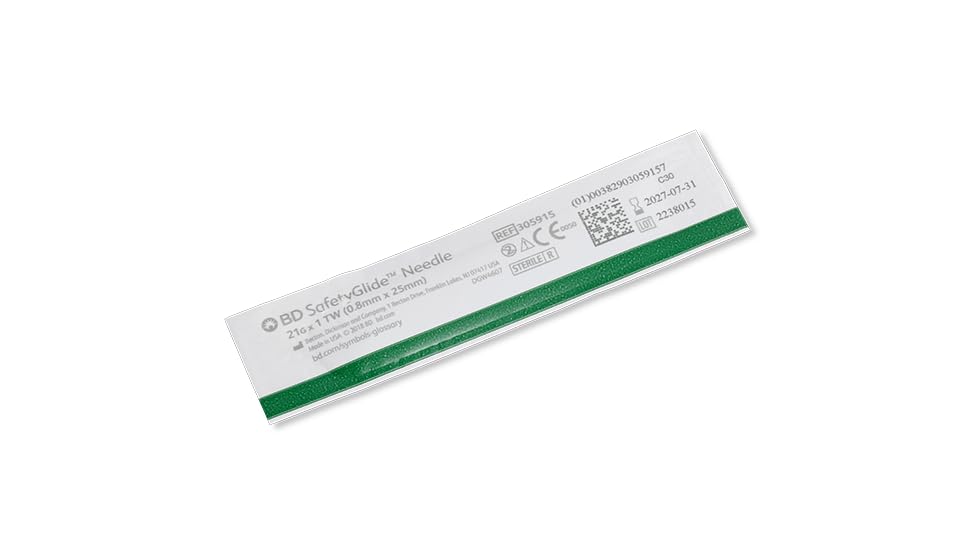 BD SafetyGlide Needle, 21 G x 1 in. #305915, (50 Count)