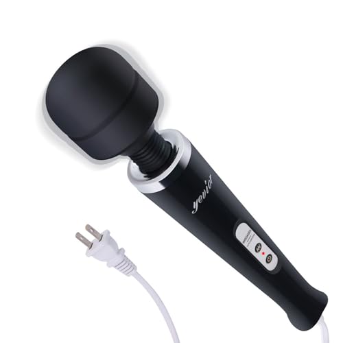 YEVIOR Wired Powerful Handheld Massager with 10 Pulse Settings Strong Vibration for Women,Personal Total Body Therapy Massager for Sports Recovery, Muscle Aches, Body Pain (Black)