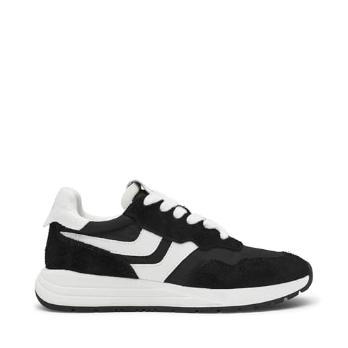 Steve Madden Women's Burst Sneaker, Black/White, 6.5