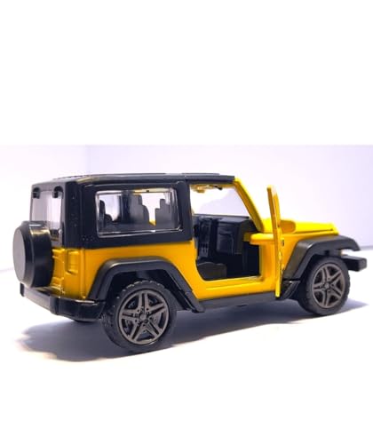 Image of 1:36 Scale Thar Toy Car - Die-Cast Alloy Model SUV with Pullback Action, Lights & Music, Openable Doors - Collectible Jeep Toy Car for Kids, Boys & Enthusiasts (Yellow)