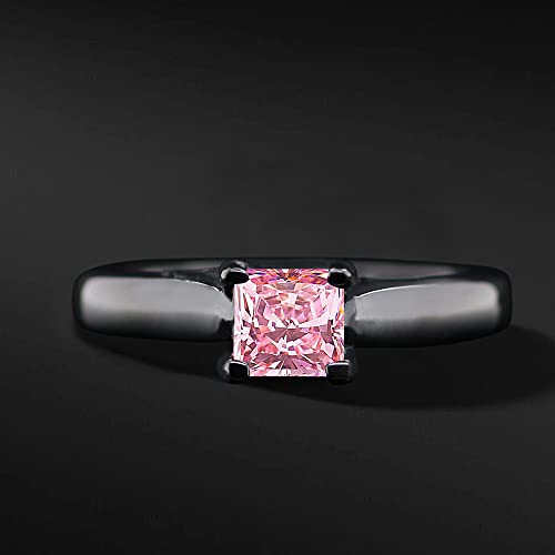 Pink Womens Black Camo Wedding Rings Set Stainless Steel Engagement Rings2