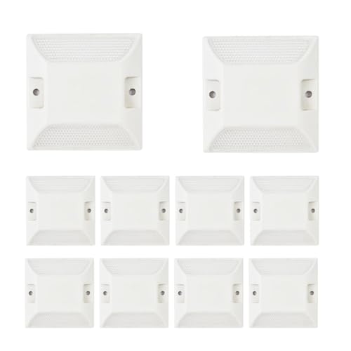 10 Stück Reflektierender Markierungsnagel, Parkplatz Markierung Gartenweg Treppen Gelb (weiß - 10 packen)