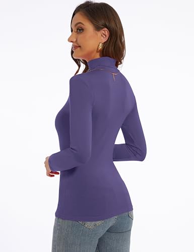Image of Women's Turtleneck Long Sleeve Shirts Slim Fitted Lightweight Base Layer Casual Tops