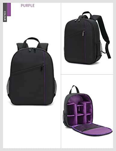 Mochila cámara DSLR impermeable unisex morada miniatura 3