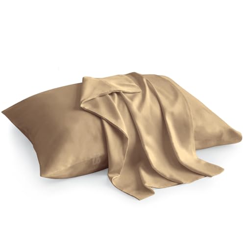 Image of Atiksh Beddings Pack of 2 13x18 Inch Toddler Travel Pillow Cases - 100% Soft Egyptian Cotton, 600 Thread Count with Zipper Closure for Small Travel Pillowcase Cover, Taupe