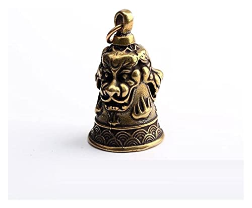 Cloche de cuivre avec lions suspension feng shui pour salon serein