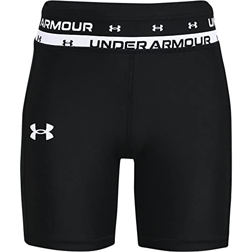 Under Armour Kids Girls' HeatGear Armour Bike Shorts, Black, SM (8 Big Kids)