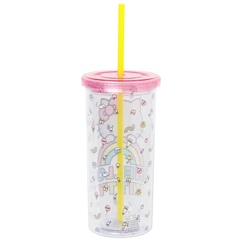 Image of Silver Buffalo Sanrio Hello Kitty, Plastic Cold Cup, 20oz | Tall, Includes Lid and Straw, 0.59 Liters