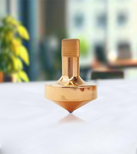Star Quick Links Premium Polished Spinning Top with 3 mm Stainless Steel Ball Tip High Performance Metal Top Spinner (Sharp Tip Spinning Top, Copper)
