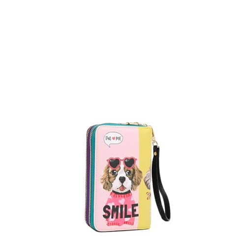 Nicole Lee NIKKY Double Zipper Wallet with Wristlet, Vegan Leather, 6 Card Slots (BEST BUDDIES)3