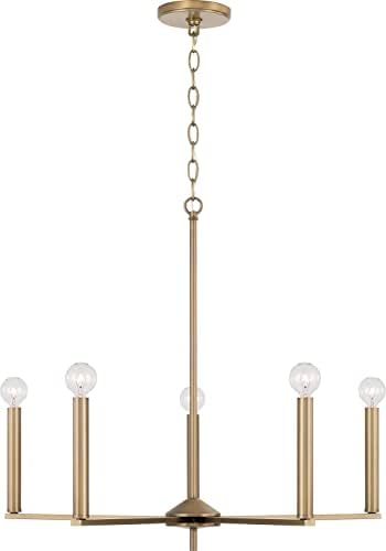 HomePlace by Capital Lighting 448651AD Portman Modern Minimalistic Chandelier, 5-Light 300 Total Watts, 24" H x 28" W, Brass