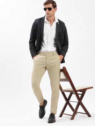 Image of SHOWOFFFF Men Solid Single Breasted Casual Blazer | Notched Lapel Full Sleeves Cotton Blazer for Mens | Slim Fit Regular Length Blazer for Men's