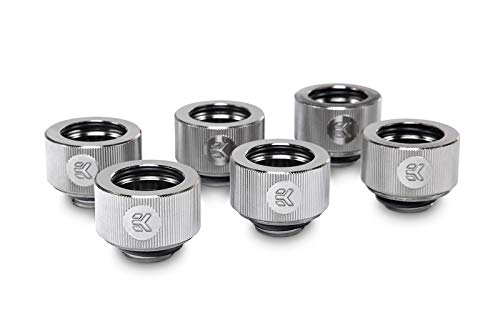 EKWB EK-HDC Compression Fitting for EK Rigid Tubing, 16mm OD, Nickel, 6-Pack