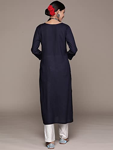 Image of ishin Women's Viscose Straight Embellished Straight Kurta