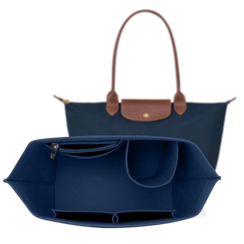 ZOLGINAH Organizador de bolsos para Longchamp Le Pliage, bolso organizador de fieltro, con bolsillos multifuncionales, gran capacidad (azul, L)