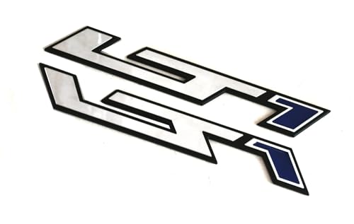 Image of Pair New LT1 Emblems 3D Badge Left and Right Engine Hood Badge Decal Replacement for Corvette C4 C7 ZR1 (Silver Blue)
