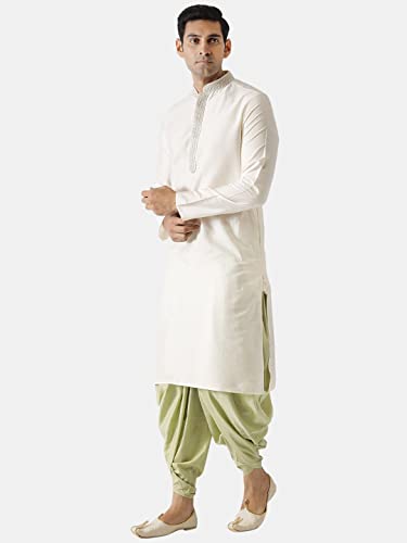 Image of KISAH Men's Navy Blue Printed Cotton Kurta - Regular Fit Long Tunic with Mandarin Collar | Ethnic Wear for Weddings & Festive Occasions