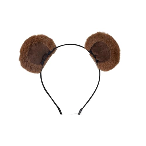 ZOONAI Bear Ears Headband Cute Plush Bear Ear Headbands Halloween Christmas Party Headwear Hair Accessories (Coffee One Size)