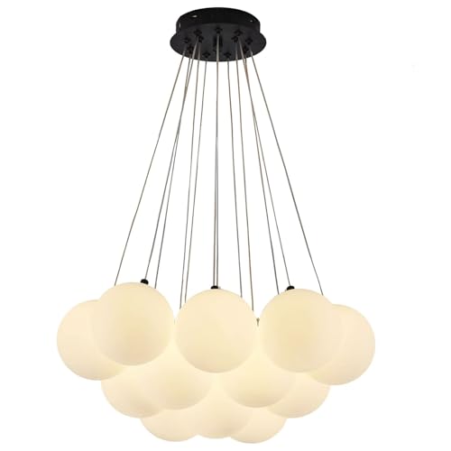 Lustre créatif boule de verre blanc LED pour salon et chambre d'enfant LWX
