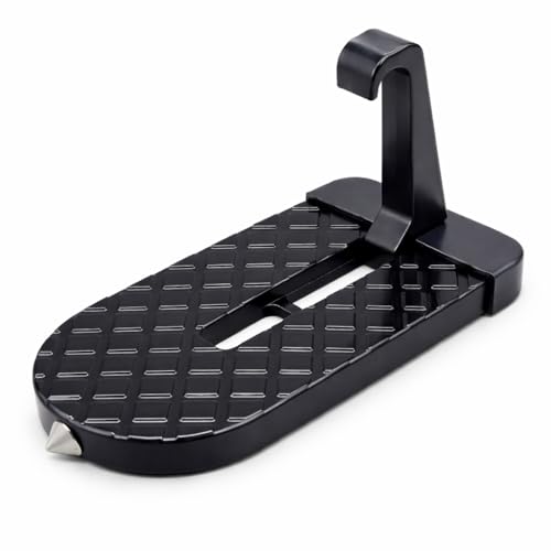 RAXEON Universal Car Door Step Foldable Aluminum Alloy Door Latch Step for Easy Roof Access Non-Slip Fits Cars & SUVs Black