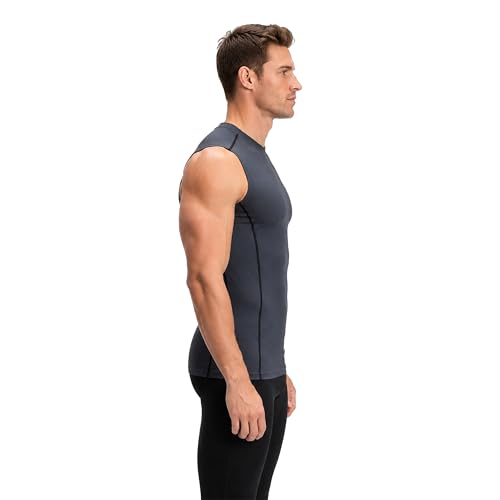 Image of DEVOPS 3 Pack Men's Athletic Compression Shirts Sleeveless | Gym Training, Running, Moisture Wicking, Compression Fit, 4-Way Stretch, UPF 50+, Sleeveless