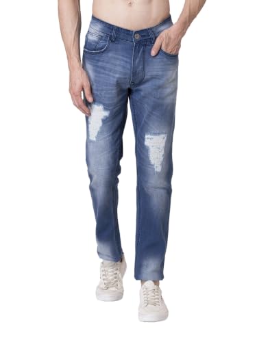 Image of Allen Cooper Slim Mid Rise Stretchable Denim Jeans for Men