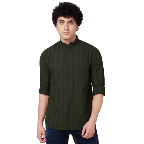 Image of Spykar Men's Regular Fit N /A Full Sleeve Solid Casual Shirts