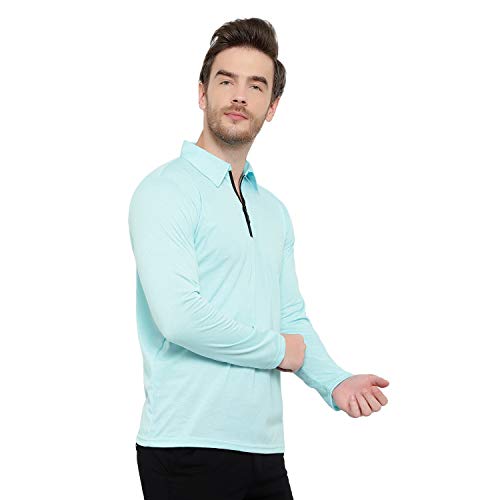Image of Men's Cotton Blend Full Sleeve Zip Neck Polo T-Shirt (Pack of 1)