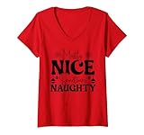 Photo Gallery mostly nice sometimes naughty xmas ugly x-mas maglione maglietta con collo a v Photo Gallery mostly nice sometimes naughty xmas ugly x-mas maglione maglietta con collo a v