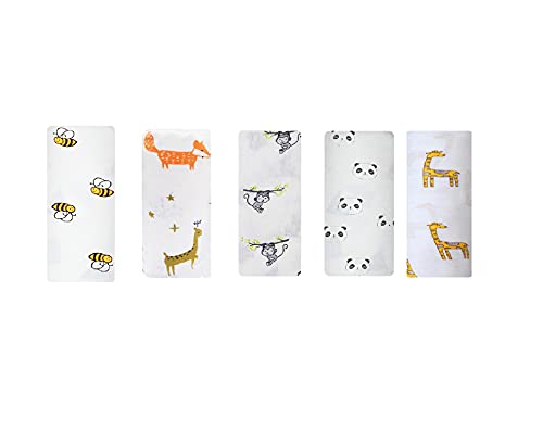 Image of swaddles for new born 100% Pure Cotton Muslin Baby Swaddle Blanket, Swaddle for Newborn Baby Super Soft Cotton Receiving Wrapper Cloth, Stroller Cover-Pack of 5 with Size 120X100 CM - Jungle King