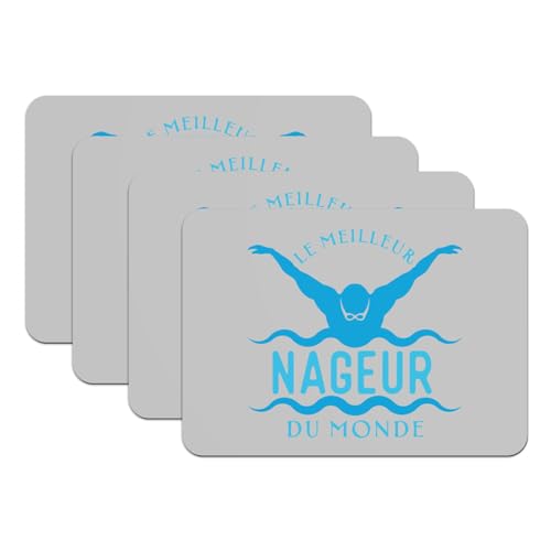 Sets de table antidérapants caoutchouc gris grand format natation