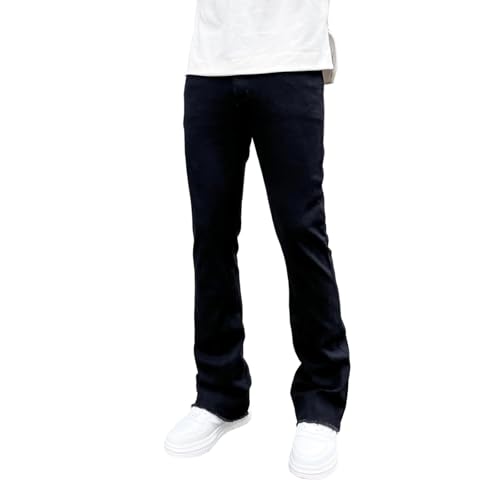 lcyhony Mens Straight Leg Jeans High Waisted Stretchy Skinny Boot Cut Jeans Comfy Casual Frayed Hem Denim Pants iwth Pockets