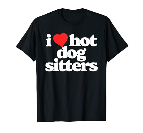 I Love Hot Dog Sitters Funny 80s Vintage Heart Camiseta