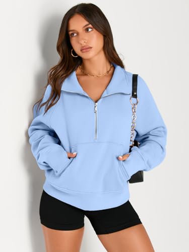 Image of AUTOMET Womens Sweatshirts Half Zip Cropped Pullover Fleece Quarter Zipper Hoodies 2026 Fall Fashion Outfits Clothes
