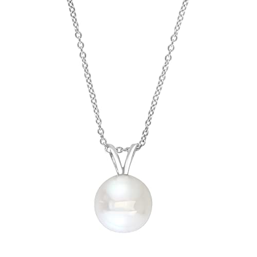 Freshwater Pearl Pendant 7.0-7.5mm with .925 Sterling Silver Adjustable Chain 16