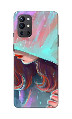 Image of PRINTFIDAA Pretty Woman Under The Umbrella Painting Printed Designer Hard Case for OnePlus 9R Back Cover -(e) RPM1007