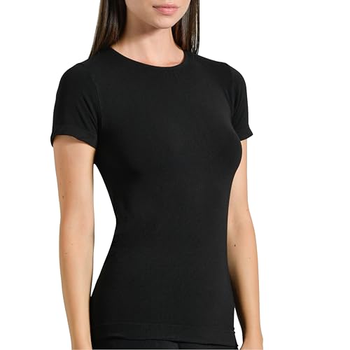 Risalti T-Shirt Donna in Bamboo, Maglia Donna Seamless Elastica e Traspirante, Intimo Donna in Morbida Viscosa di Bamboo, Maglie Donna Ecologiche - Made in Italy