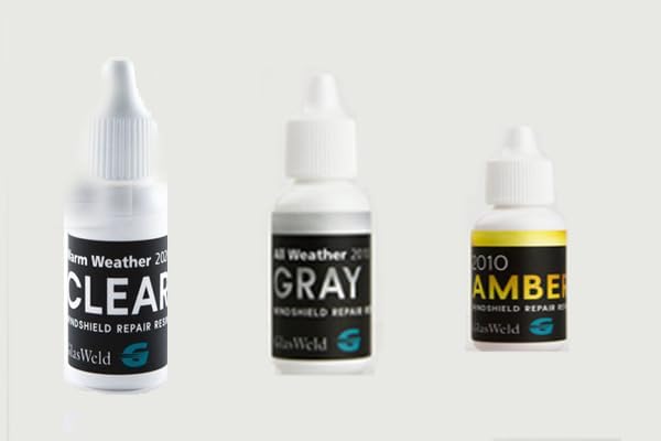 GlasWeld Rock Chip Repair Resin 15ml, All Weather Amber,15ml, All Weather Clear and Gray Combo Windshield Repair Resin