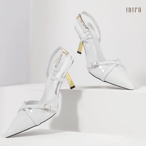 IDIFU IN3 Slingback Heels for Women Closed Toe Kitten Heels Women's Pumps Low Heel Dress Shoes for Women Comfortable Wedding Prom Bridal Bridesmaid Work Dressy Pumps Strappy Pointed Toe Shoes4