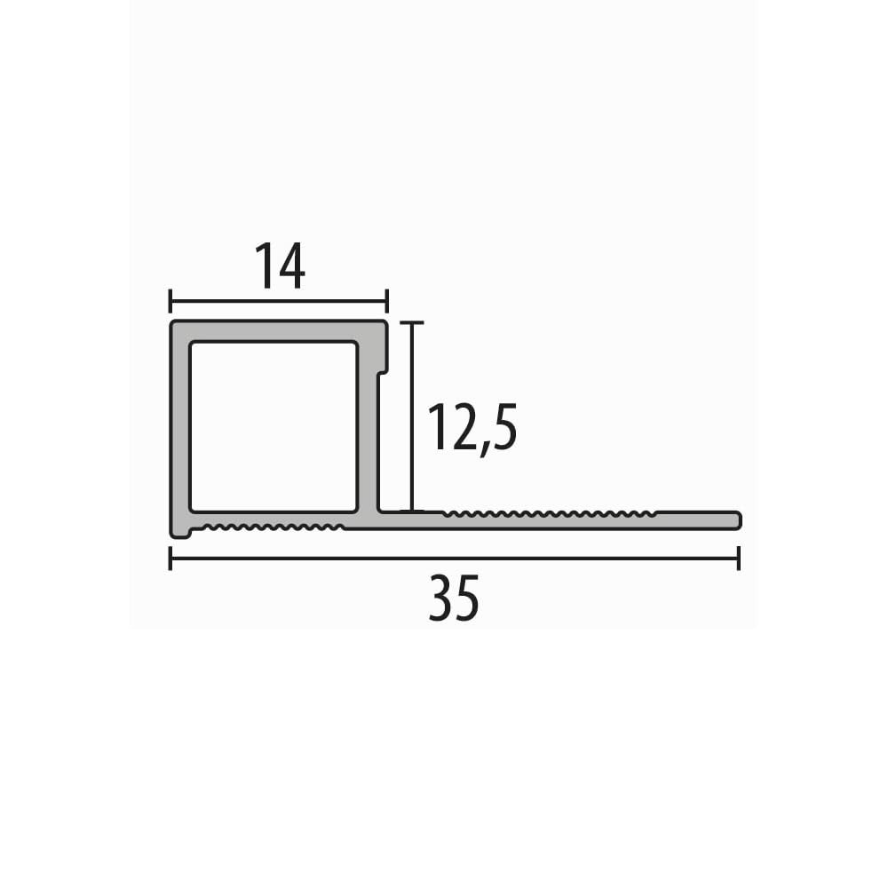 Randleistenprofil 12.5 x 35 x 2500 mm Einfasshöhe 12.5 mm Quadratprofil Aluminium Wandabschluss Geschlossen Gestanzt Metallprofil Silber Küberit