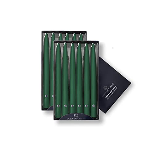 Image of Colonial Candle Unscented Taper Candle, Handipt Collection, Evergreen, 10 in, Pack of 12 - Up to 8 Hours Burn